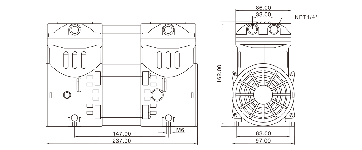 HP-550C活(huo)塞真空泵 尺寸圖