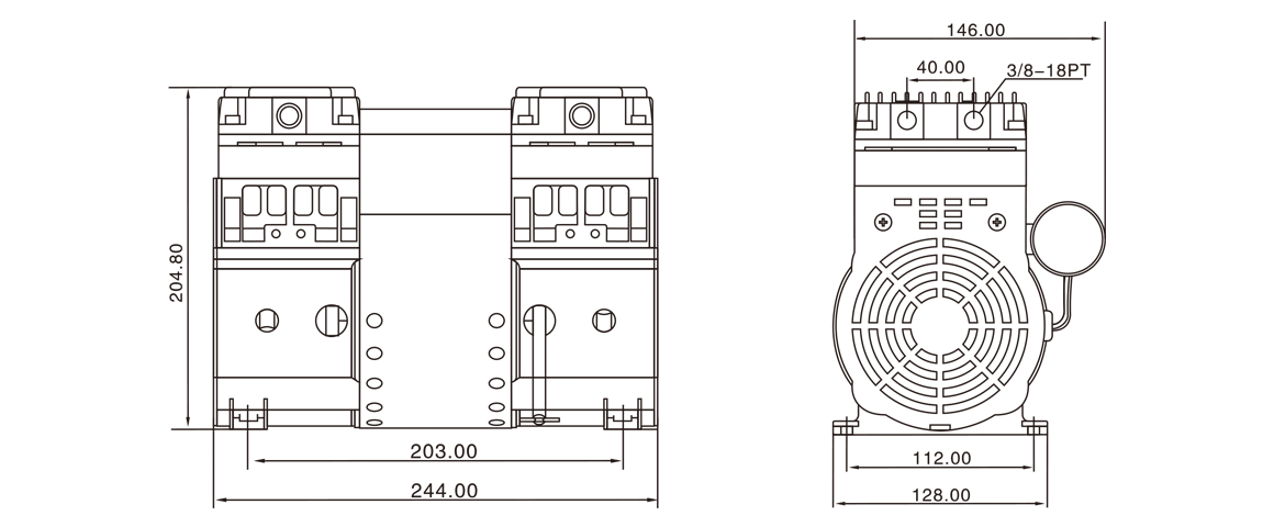 HP-2000H活(huo)塞(sai)真空(kong)泵 尺寸圖